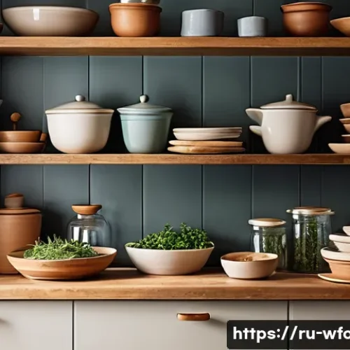 양식 조리 기구 추천 - A cozy kitchen scene showcasing a rustic wooden countertop with an assortment of ceramic and glass b...